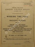 Working Time Table of Freight Trains - Section D - Crewe & Holyhead; Chester, Crewe, Shrewsbury & Craven Arms; Crewe, Market Drayton & Wellington; Aberysthwyth, Pwllheli 18 April to 2 October 1966 by British Railways London Midland Region (Western Lines)